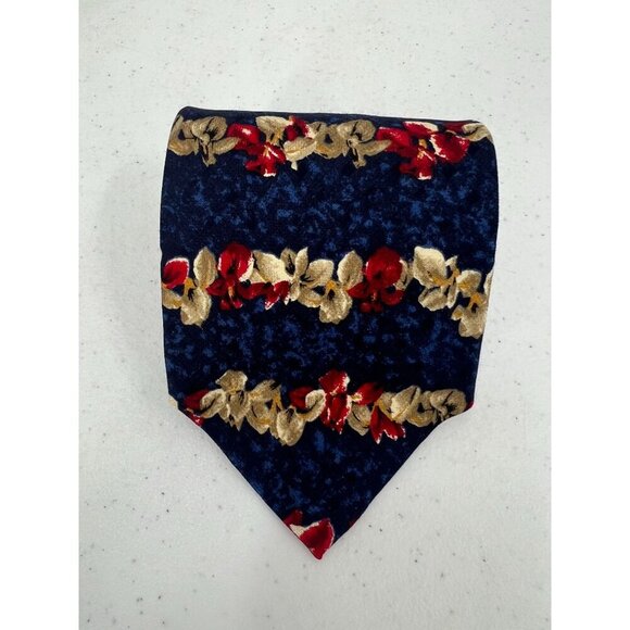 The Metropolitan Museum Of Art Floral Silk Tie Navy Red Gold 100% Silk - Picture 7 of 7